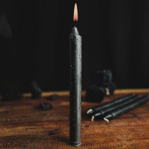 black chime candle, spell candles, witch candles, australian witchcraft supplies, adelaide witchcraft shop, folk herbalism australia, australian herbalism, pagan supplies, herbal supplies, wicca supplies