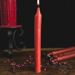 red chime candle, spell candles, witch candles, australian witchcraft supplies, adelaide witchcraft shop, folk herbalism australia, australian herbalism, pagan supplies, herbal supplies, wicca supplies