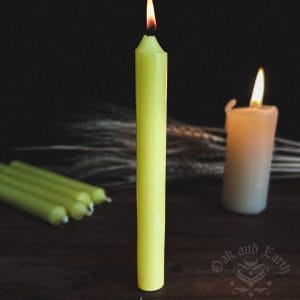 yellow chime candle, spell candles, witch candles, australian witchcraft supplies, adelaide witchcraft shop, folk herbalism australia, australian herbalism, pagan supplies, herbal supplies, wicca supplies