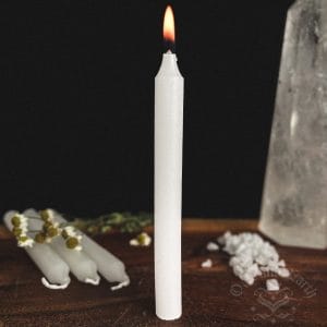 white chime candle, spell candles, witch candles, australian witchcraft supplies, adelaide witchcraft shop, folk herbalism australia, australian herbalism, pagan supplies, herbal supplies, wicca supplies